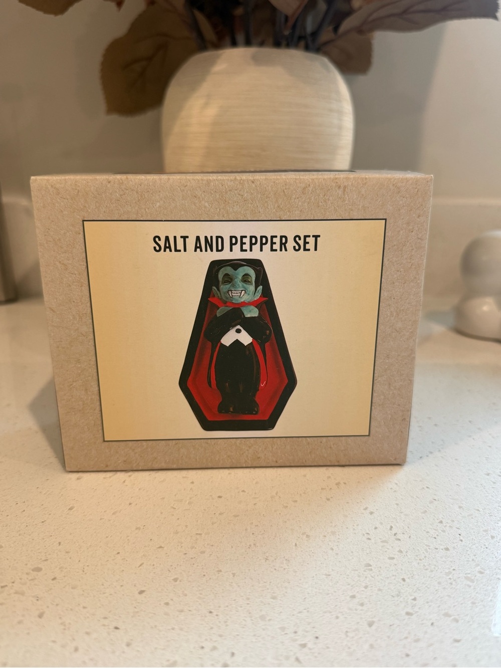 Cracker Barrel Vampire Coffin Salt & Pepper Set - Black, Red, Green